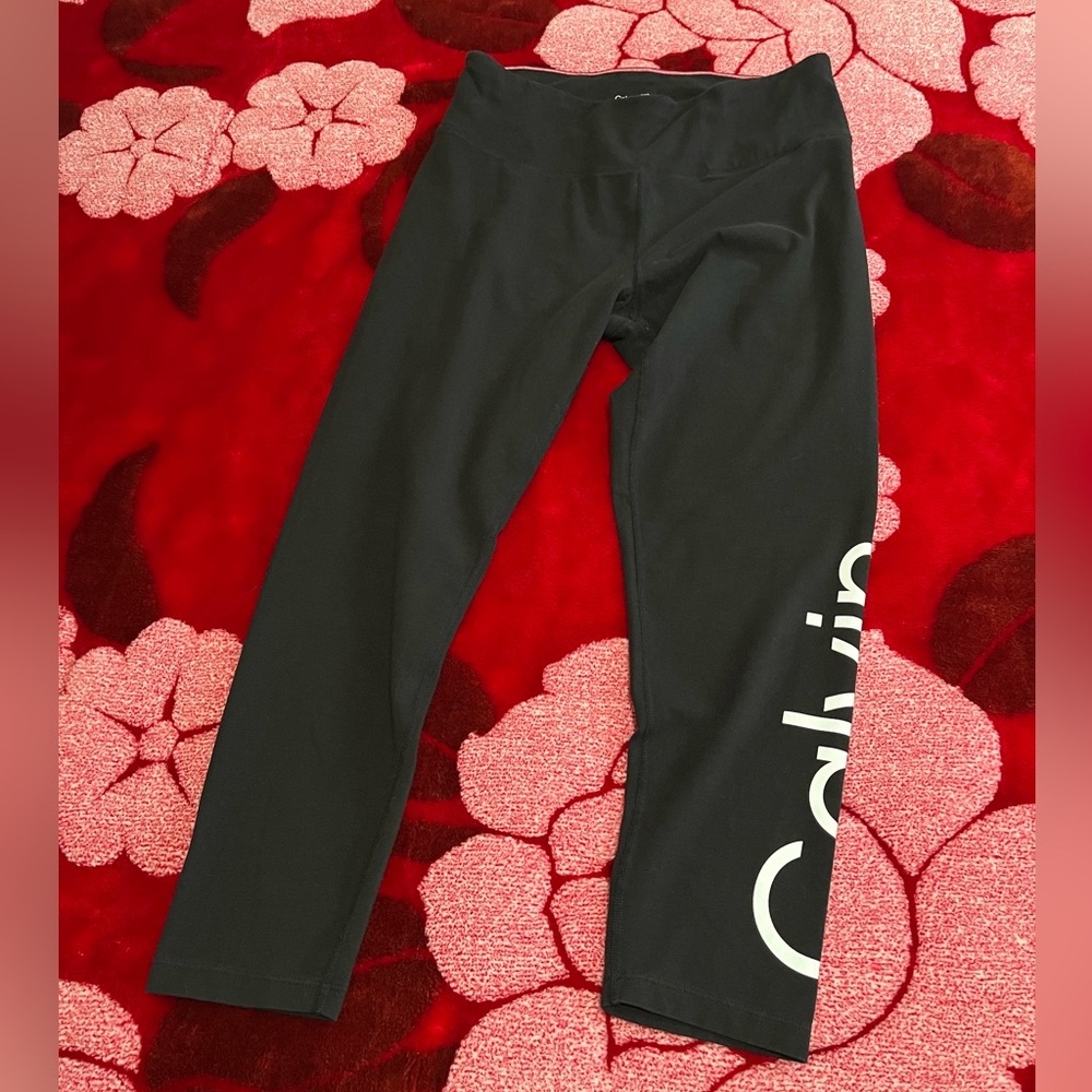 Calvin Klein Performance Women's High Waist Legging Black w/ White Logo Size L